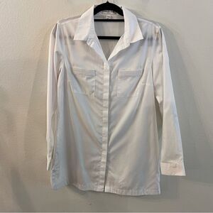 Coldwater Creek Blouse Tunic Size Medium 10-12 White Long Sleeve White